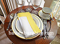 White Hemstitch Diner Napkin with Aspen Gold Colored Border - Click Image to Close